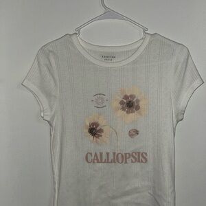 American Eagle Outfitters Cream Floral Tee